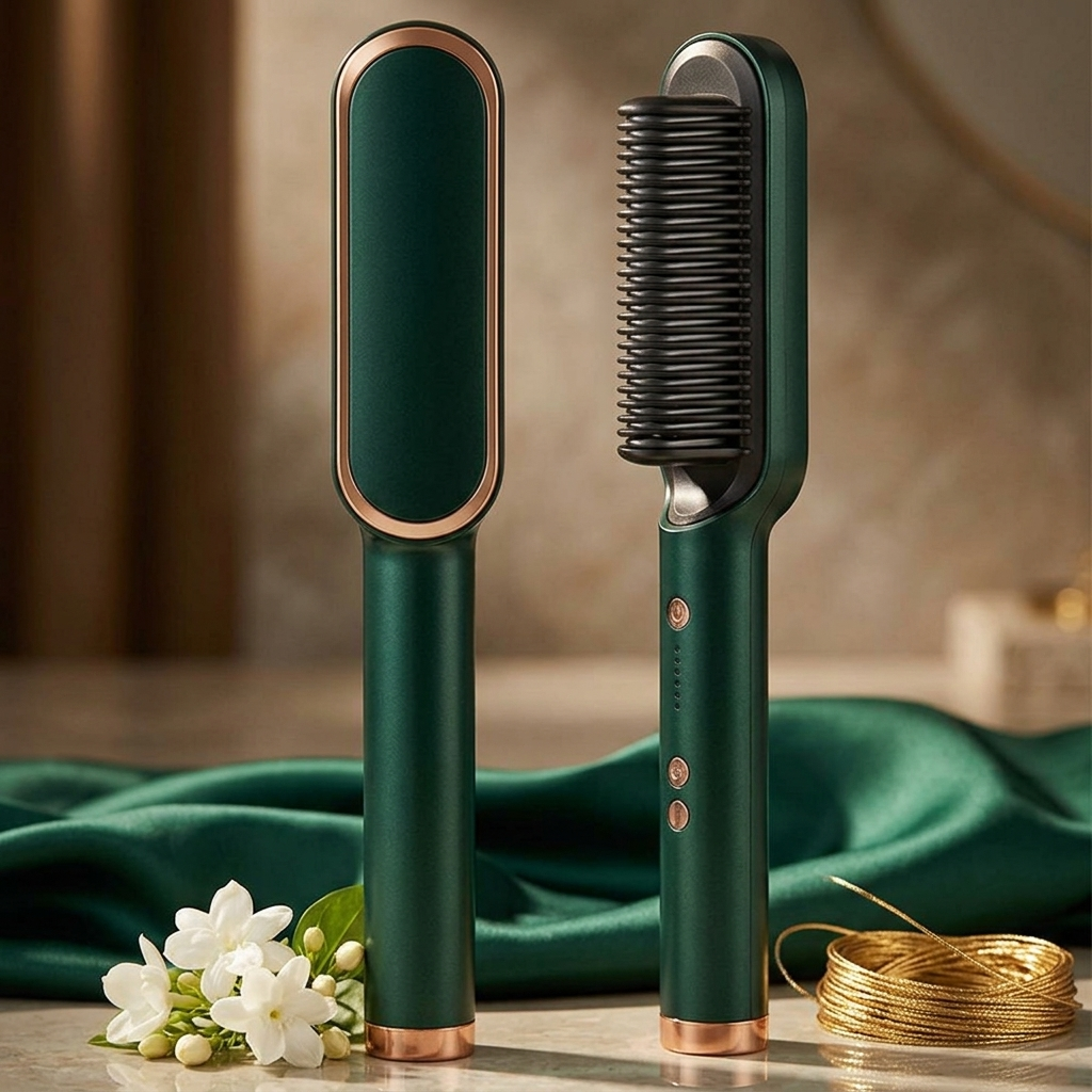 Green Hair Straightener Brush for Pakistani Women