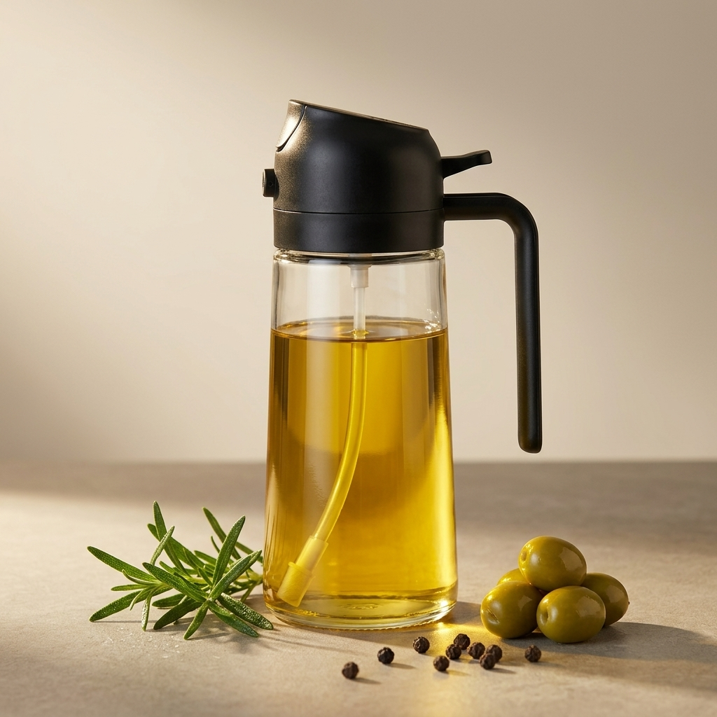 Premium Glass Oil Spray Bottle with Spray Nozzle