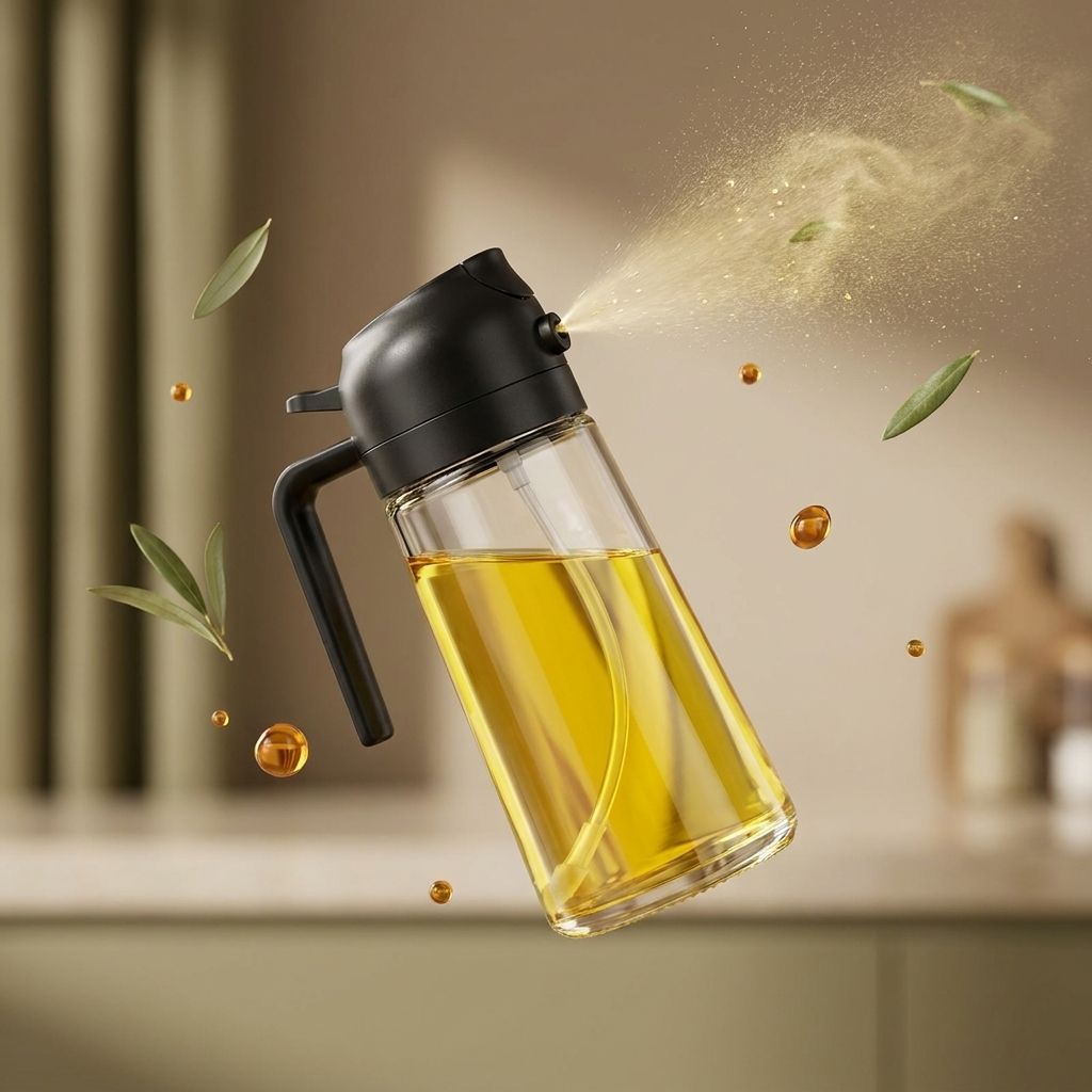 Premium Glass Oil Spray Bottle with Spray Nozzle