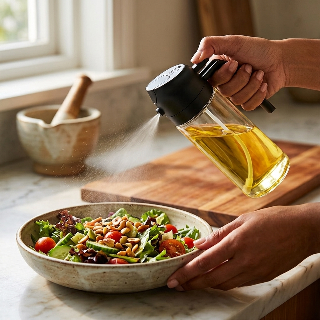 Premium Glass Oil Spray Bottle with Spray Nozzle